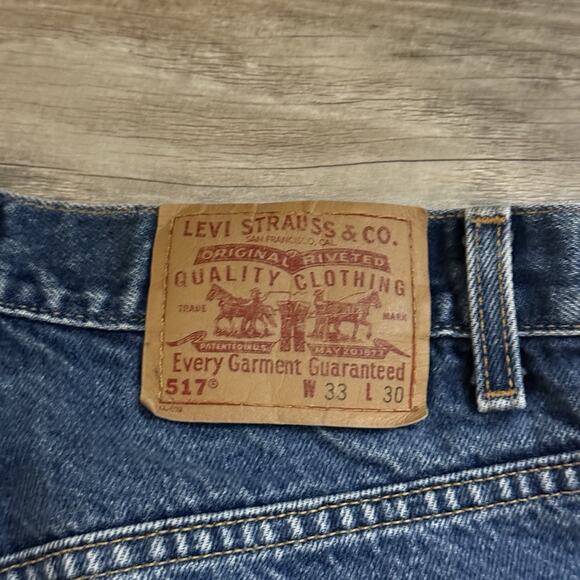 Levi’s 517 Bootcut Jeans 33x30 USA Made Custom Floral Patch Y2K Grunge - Picture 8 of 10